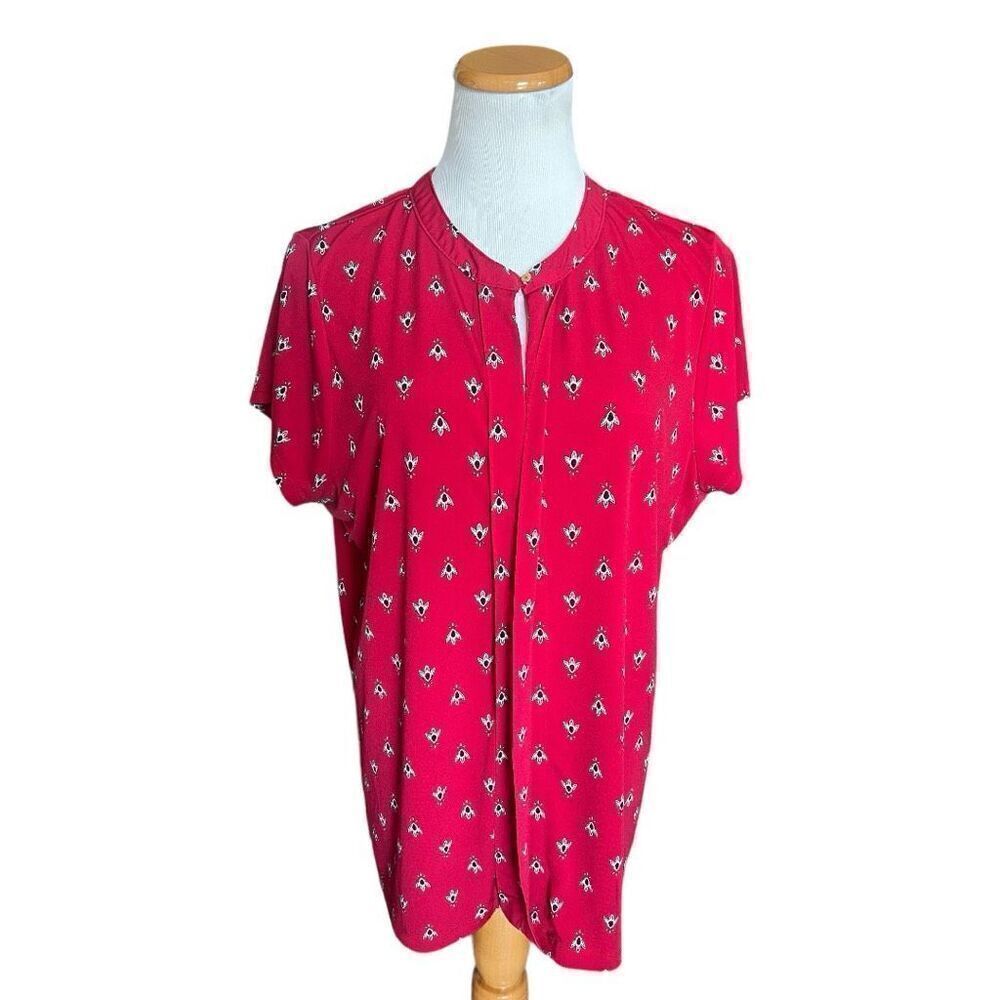 Womens Liz Claiborne Career Tulip Petal Print Top with Gold Hardware - Sz XL